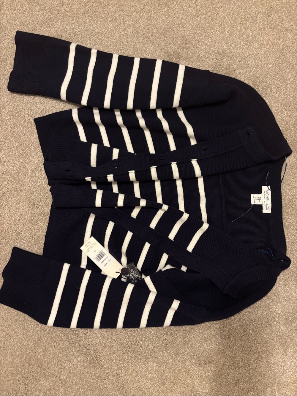 Navy and White Striped Cardigan